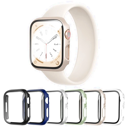 Cuteey 6 Pack Case for Apple Watch Series 9 Series 8 7 41mm with Built-in Tempered Glass Screen Protector, Overall Full Protective Bumper PC Cover for iwatch 41mm Accessories