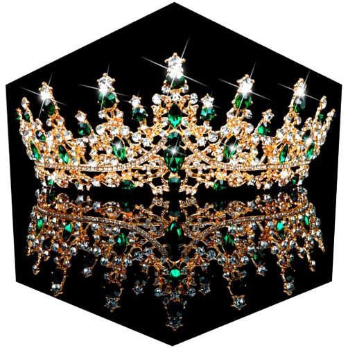 TOBATOBA Green Crown Green Tiara Crystal Wedding Tiara for Women Prom Queen Crown Headband Metal Princess Tiara Quinceanera Crown Headpieces for Birthday Prom Pageant Cosplay Halloween Costume Women