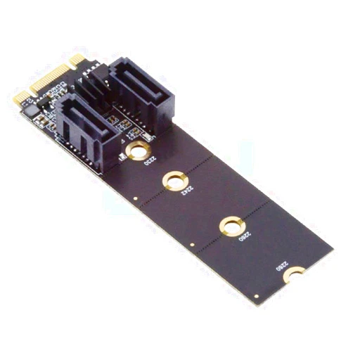 Cablecc PCI Express NGFF Key B+M to SATA 3.0 6Gbps Dual Ports Vertical Adapter Converter Hard Drive Extension Card JMB582 2230 2242 2260 2280