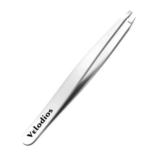 Velodios Professional Precision Tweezers,Best Tweezers for Eyebrow, Facial Hair,Chin Hair and Ingrown Hair Removal, Premium Stainless Steel Flat Tip Tweezers for Women