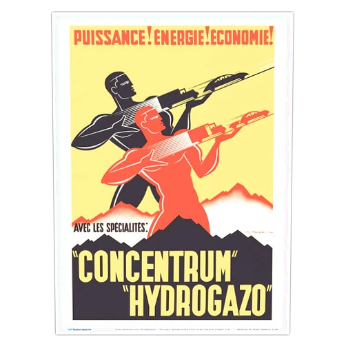 Pacifica Island Art Concentrum and Hydrogazo - Power Energy Economy (Puissance Energie Economie) - Vintage Advertising Poster by Gaston Gorde c.1935 - Master Art Print (Unframed) 9in x 12in