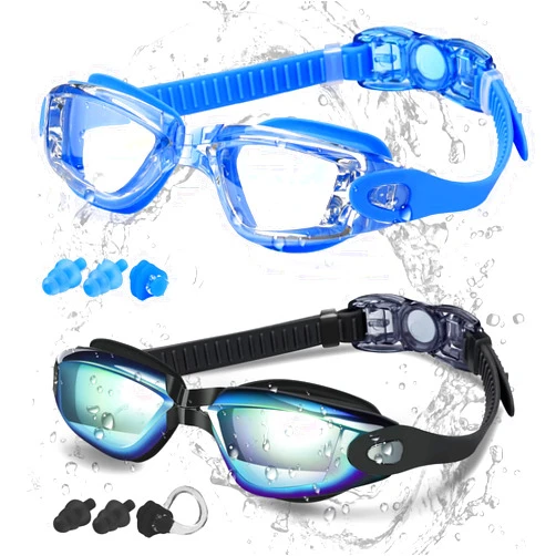 COOLOO Swim Goggles, 2 Pack Swimming Goggles for Men Women, Goggles Swimming Adult Youth Teen Kids, Anti Fog Pool Goggles
