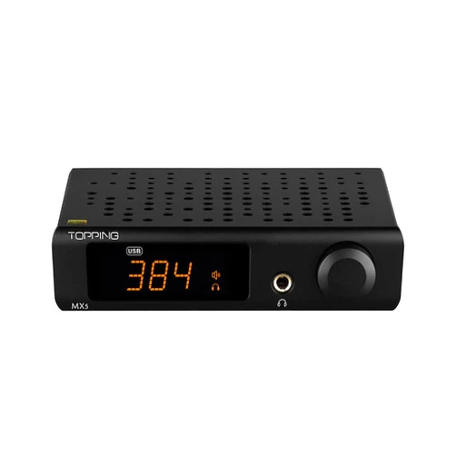 Dilvpoetry Topping MX5 DAC Class D Amp 70Wx2 NFCA Headphone Amplifier 1600mWx2 USB/Opt/Coax/BT/TRS/RCA in Desktop Home Audio Decoder 384kHz/DSD256 with Remote Control (Black)