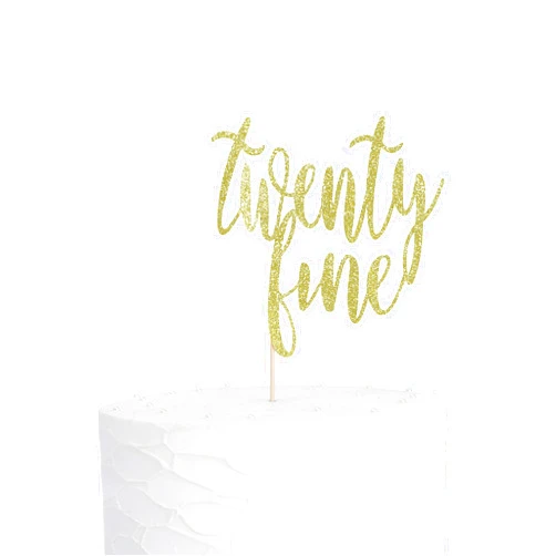 ZZDCMS Twenty Fine Pink Cake Topper - rose gold 20th Birthday Bling Cake Topper , Glitter Cake Topper , Birthday Party Favor Supplies , Photo Decoration Props