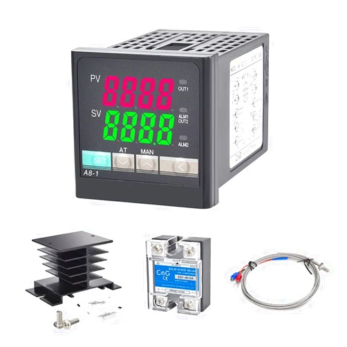 CGELE PID Temperature Controller Kit, CGELE Voltage AC 100~240V Comes with SSR 40DA Solid State Relay, K Type Thermocouple Sensor, and Black Heat Sink