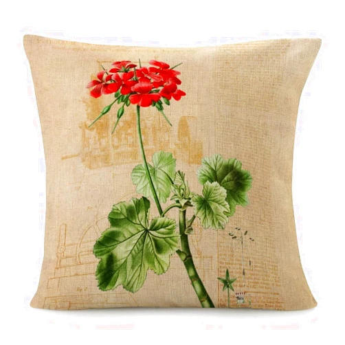Kiss Cervical Scarlet Geranium Throw Pillow Cover 18X18in Decorative Square Pillow Case Cushion Cover Vintage Farmhouse Throw Pillows for Home Bedroom Living Room Sofa Decor