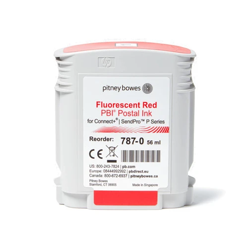 Pitney Bowes 787-0 Standard Ink Cartridge for SendPro P/Connect+ Series Mailing Systems, Red Ink, 56 ml