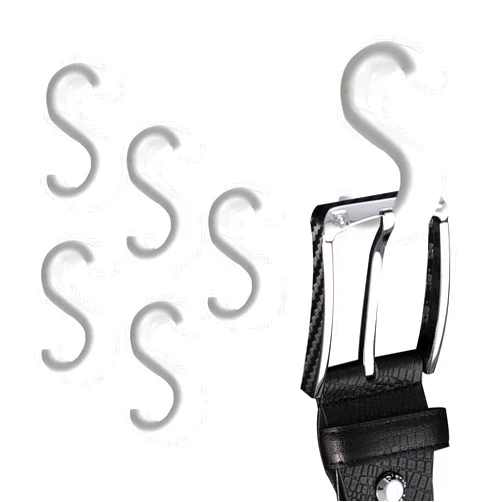 TieMaster Belt S Hooks, 5-Piece S Hooks for Hanging Belts, Purses and Other Accessories, Heavy-Duty Belt Hanger for Tie and Scarf Racks, Versatile and Easy to Attach, Gray, 1.75 x 0.38 Inches
