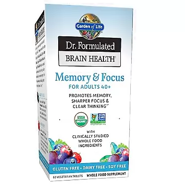 Garden of Life Dr. Formulated Brain Health Memory & Focus for Adults 40+ 60 Tablets