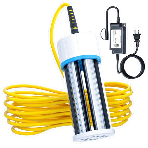 Tendelux Underwater Fishing Light, 110V & 12V Super Bright Green LED Submersible Light Attractants for Docks, Boats or Kayaks, IP68 Rated for Fresh & Salt Water (30ft Cable)