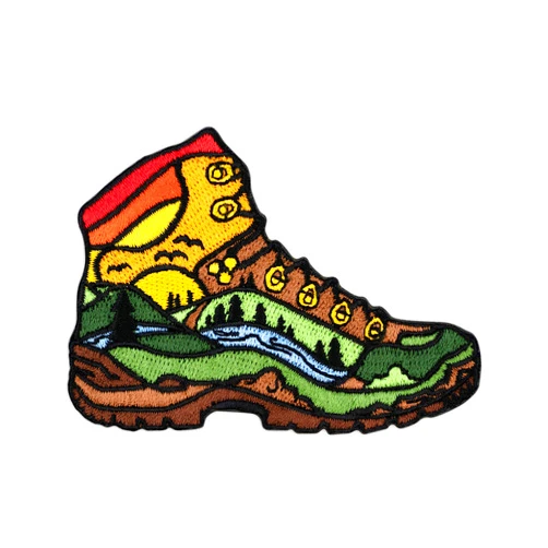 Winks For Days Hiked It Liked It Hiking Boot Embroidered Iron-On Patch