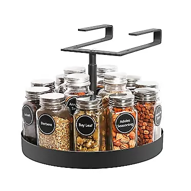 X-cosrack Revolving Hanging Spice Rack Under Cabinet with Height Adjustable,Lazy Susan Round Rotating Spice Organizer Tray Holder for Kitchen-9.8 Inches