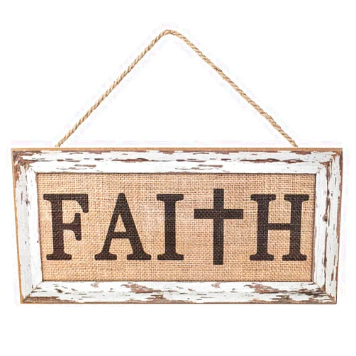 GiftWrap Etc. Wooden Burlap Faith Cross Sign - 12.5