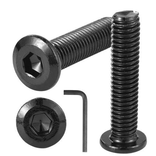 FCZDQ M8-1.25 x 55mm Countersunk Bolts Rivet Flat Socket Head Cap Screws Kit with Allen Hex Drive Spanner, Stainless Steel 18-8 (304), Black Oxide, Fully Threaded, 8PCS