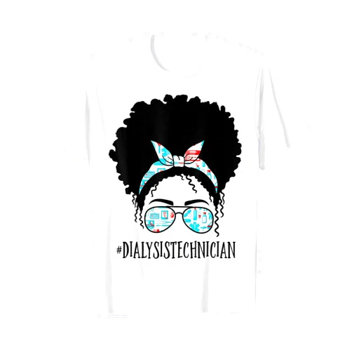TeeaxArt Black Afro Messy Bun Gifts Dialysis Technician Black Afro Messy Bun African American T-Shirt