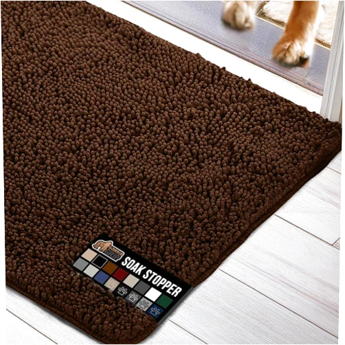 Gorilla Grip Ultra Absorbent Grippy Doormat for Muddy Dog Paws, 36x24 Machine Washable Soak Stopper Rugs Cleaner Floors, Bed Mat for Dirty Dogs, Indoor Entrance Door Rug Pet Bed Mats Brown