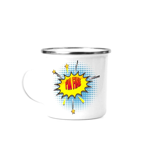 Handmade Gift Design Classic Funny for Men - Iamfine Lover - Grey and 12 Oz White Stainless Steel Camping Mug