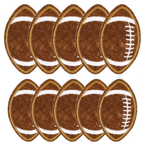 Xinjoduz Football Iron On Patches 10 PCS Football Patch Football Embroidered Patches Dark Brown Embroidered Applique Decoration Sewing Patches for Clothes Jeans Jacket Hat Dress DIY Accessories （2.2×1.4 Inch）