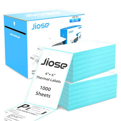 Jiose 4x6 Shipping Label Fanfold Thermal Labels - 1000 Labels Shipping Labels for Small Business, UPS USPS Ebay Shopify, Postage Label Paper Fanfold Thermal Labels 1000pcs