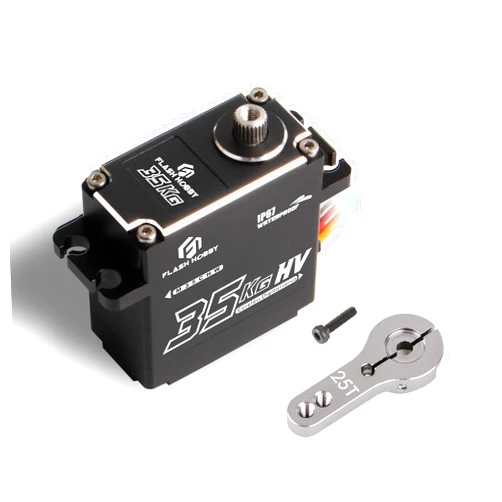 FLASH HOBBY 35KG Coreless Servo 8.4V High Torque Full Metal Gear Servo, IP67 Waterproof Steering RC Servo with Control Angle 270° for 1/10 Scale RC Cars, Trucks & Robot Parts (35KG)