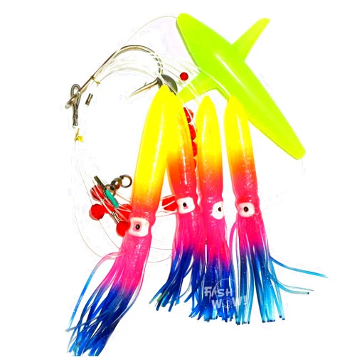 Fish WOW! Daisy Chain Rainbow Squid Bird Teaser Rigged Fishing Lure Fish WOW!® Trolling - Rainbow