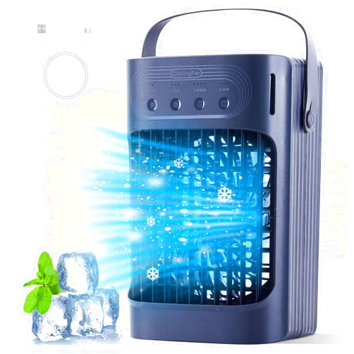 TAKSHO Portable Air Conditioner 3 Cold Wind Speeds-3 Mist Levels, 7 Color-Changing LED Lights - 10W&900ml Water Tank, USB-Powered Evaporative Air Cooler Unit with 2-8 Hour Timer, portable cooling fan