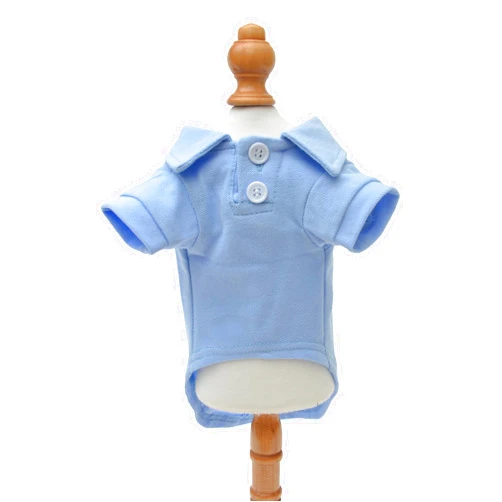 lovelonglong Basic Dog Polo Shirts Premium Cotton, Polo T-Shirts for Large Medium Small Dogs with a Two-button Collar Blank Color Sky-blue S