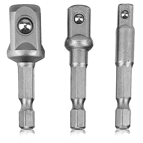 GCQ Impact Grade Socket Adapter/Extension Set Turns Power Drill Into High Speed Nut Driver,1/4-Inch Hex Shank to Drive for Adapters to Use with Drill Chucks, Sizes 1/4