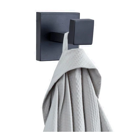 MyGift Modern Matte Black Wall Mounted Bath Robe Towel Hook, Premium Hotel Series Stainless Steel Bathroom Towel Holder Hook for Bath Robes, Hand Towels and Clothes