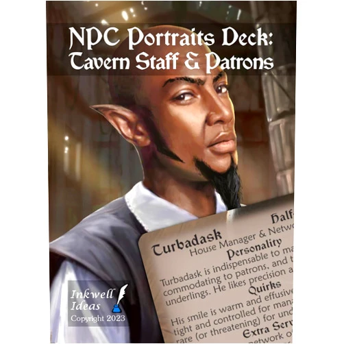Inkwell Ideas NPC Portraits Deck Tavern Staff & Patrons
