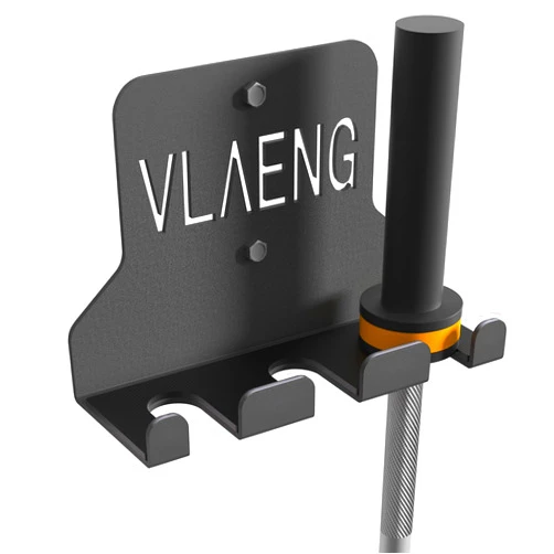 Vlaeng Olympic Barbell Hanger, Barbell Holder Wall Mount 3 Hooks, Black Powder Coated Barbell Storage, Garage Gym Bar Wall Rack, Space Saving Commercial or Home Gym Accessory Holds Under 34mm Bar Size