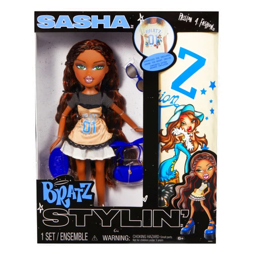 Bratz Stylin' Sasha Fashion Doll with Customizable T-Shirt for You and Accessories