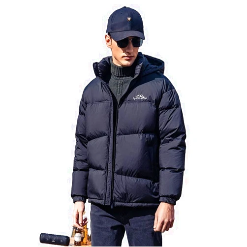 ZVX 90% velvet high filling white duck down men's down jacket, winter detachable hooded jacket, spliced bread jacket