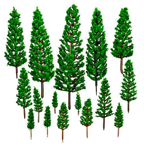 JLNGTHONG 16pcs Model Trees Mixed, Mini Pine Trees Model Tree Diorama Tree Miniature Landscape Trees for DIY Train Scenery Landscape (Natural Green)