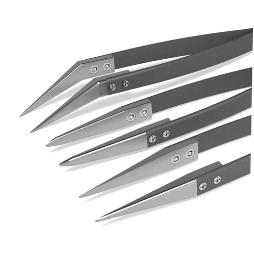 KUKUUU craft tweezers Black Ceramic Tweezers Set - Antistatic,Anticorrosion,Antinetic,Highly Heat Resistant(3Pack) tweezers