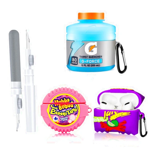 YIPINJIA for AirPods Pro 2 Case Cute [3-Pack], Funny Airpod Pro 2 Case Food 3D Cartoon Silicone Case Compatible for AirPods Pro 2nd Gen Case with Cleaner Pen (Sport Water+Purple Potato+Bubble Gum) (Funny)