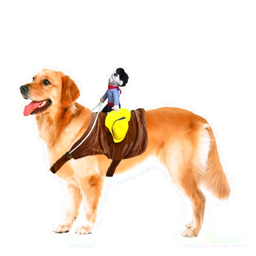 BAMY Large Dog Riding Costume for Halloween Cowboy Rider Pet Suit Funny Dogs Clothes with Doll for Medium Large Dog (XXL (Chest Circumference 29.5