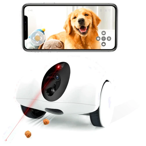 GULIGULI Dog Robot Camera with Treat Dispenser, 360° View 1080P Full HD Pet Camera for Dogs & Cats, Full House Mobile Monitoring, 15-Day Long Endurance, No Monthly Fee
