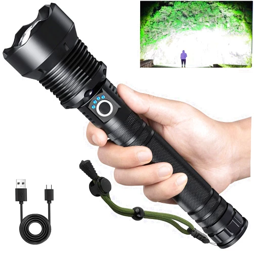 Lylting Rechargeable Flashlights 990,000 Lumens, Super Bright LED Flashlight High Lumens with USB Cable, 5 Modes Waterproof Flashlight Powerful Flash Light for Home Camping Hiking