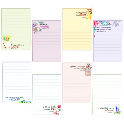 Gersoniel 8 Pack Christian Notepads Inspirational Memo Pads Floral Design Adhesive Sticky Note Pads Religious Bible Verse Quotes Notepads for Writing Notes Diary Lists Schedules, 4 x 5.5 Inch (Fresh Style)