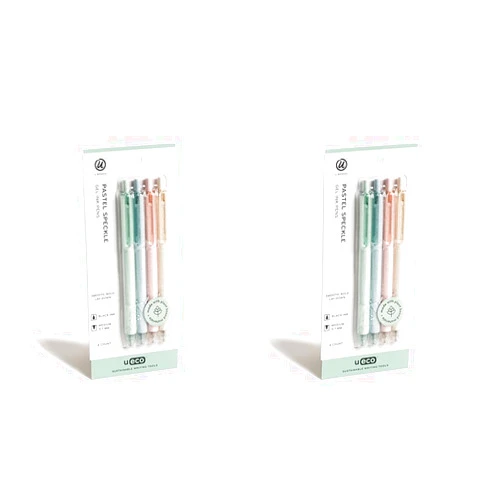 U Brands U-Eco Gel Ink Pens, Pastel Speckle, 4 Count (4375T06-48) (Pack of 2)