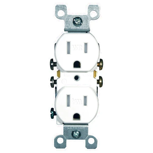 Leviton 15 Amp, 125 Volt, Weather and Tamper Resistant, Duplex Receptacle, Grounding, Side and Quickwire, W5320-T0W, White