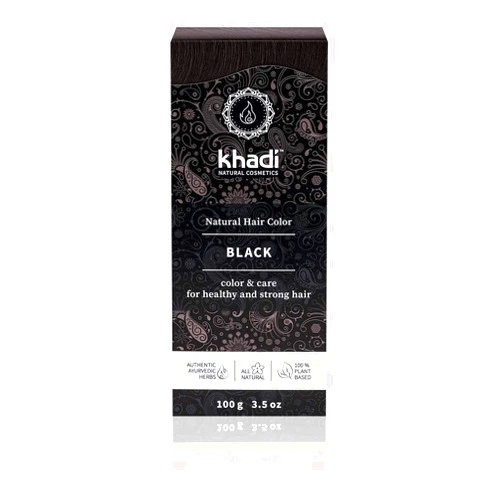 khadi BLACK Natural Hair Color, Plant based hair dye for warm expressive, warm black to intense raven black, 100% herbal, vegan, PPD & chemical free, natural cosmetic for healthy hair 3.5oz