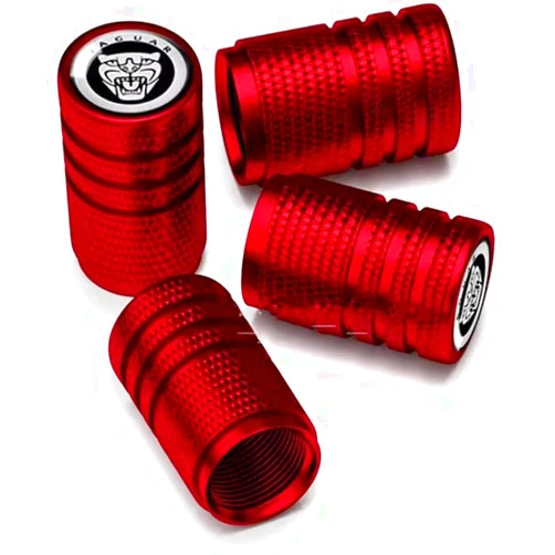 SUHFFF 4 Pcs Tire Valve Stem Caps for Jaguar F-PACE XJL XE XF, Valve Tire Dust Covers Metal Alloy Car Tires Valve Caps, Corrosion Resistant, Car Accessories, C-Red