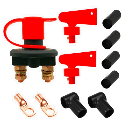 Ampper Battery Disconnect Switch Kit, Isolator Cut Off Power Kill Master Battery Switch for Marine Car Boat RV ATV Vehicles (2 Keys Pro)