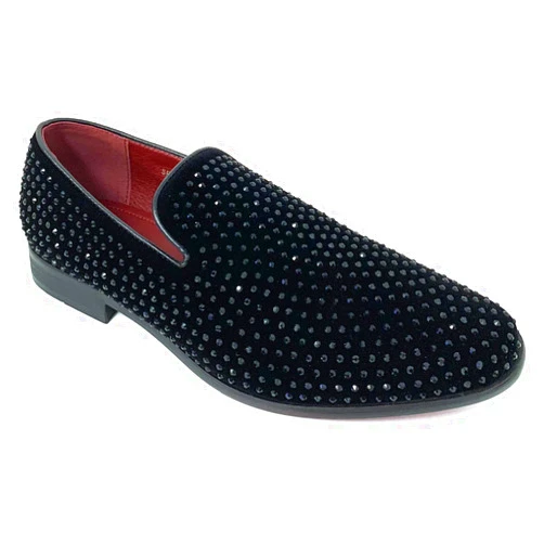 Alberto Fellini G4U-Alberto Fellini Men's Dress Shoes Rhinestone Loafers Stage Tuxedo Fashion Glitter, 9.5 Black
