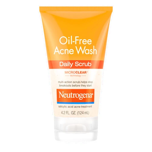 Neutrogena Oil-Free Acne Face Wash with 2% Salicylic Acid, Daily Exfoliating Scrub & Acne Treatment for Oily, Acne-Prone Skin, Clears Breakouts & Blackheads, 4.2 fl. oz