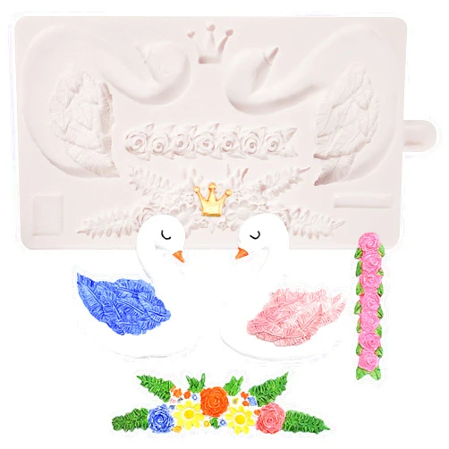 Nklbio 1Pcs Large Swan Silicone Mold, Exquisite Feather Chocolate Fondant Mold for Wedding Cake Decoration Cupcake Toppers Cookies Candy Chocolate Clay Resin Plaster Pendant Keychain
