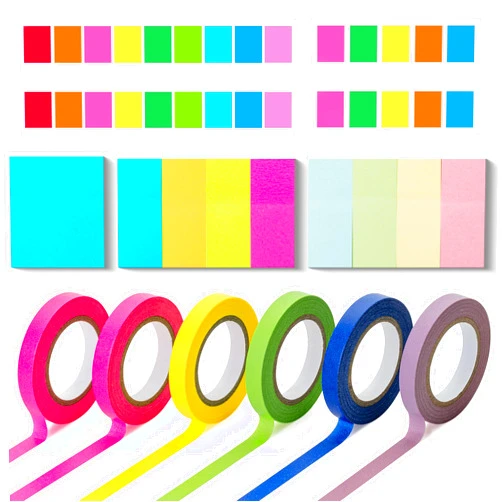 Mr. Pen- Sticky Note and Tape Set, Sticky Index Tabs, Small Sticky Notes, Highlighter Tape, Colorful Sticky Tabs for Notebooks, Mini Sticky Notes, Highlighter Strips, Page Markers