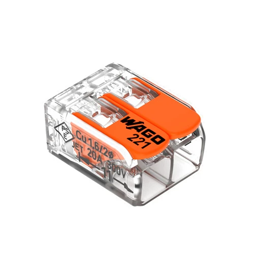 WAGO 221-412 Lever-Nuts - 2-Conductor Compact Splicing Connectors (Pack of 10)